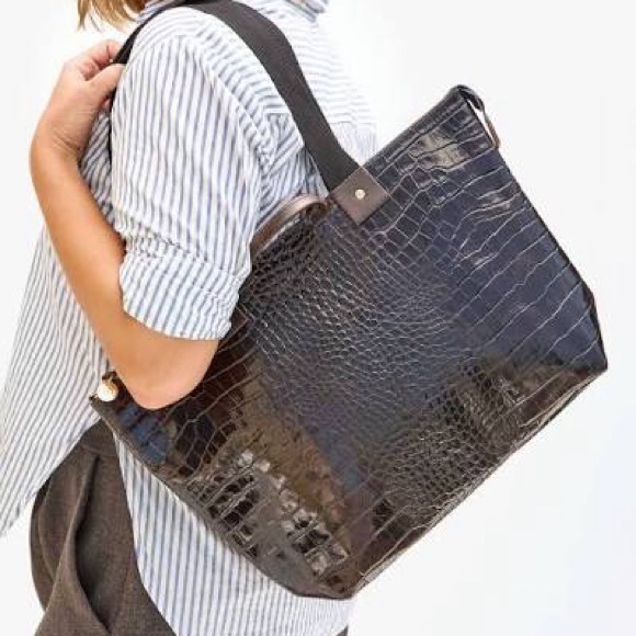 NWT Clare V Le Zip Sac Kalamata Croco - Picture 2 of 6